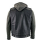 Milwaukee Leather LKM3785 Men's 2 in 1 Classic Black Premium Leather Motorcycle Hoodie Jacket w/ Convertible Vest — image 11