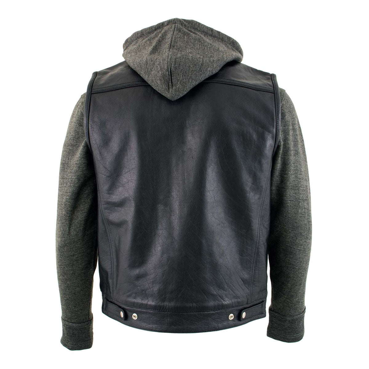 Milwaukee Leather LKM3785 Men's 2 in 1 Classic Black Premium Leather Motorcycle Hoodie Jacket w/ Convertible Vest — image 11