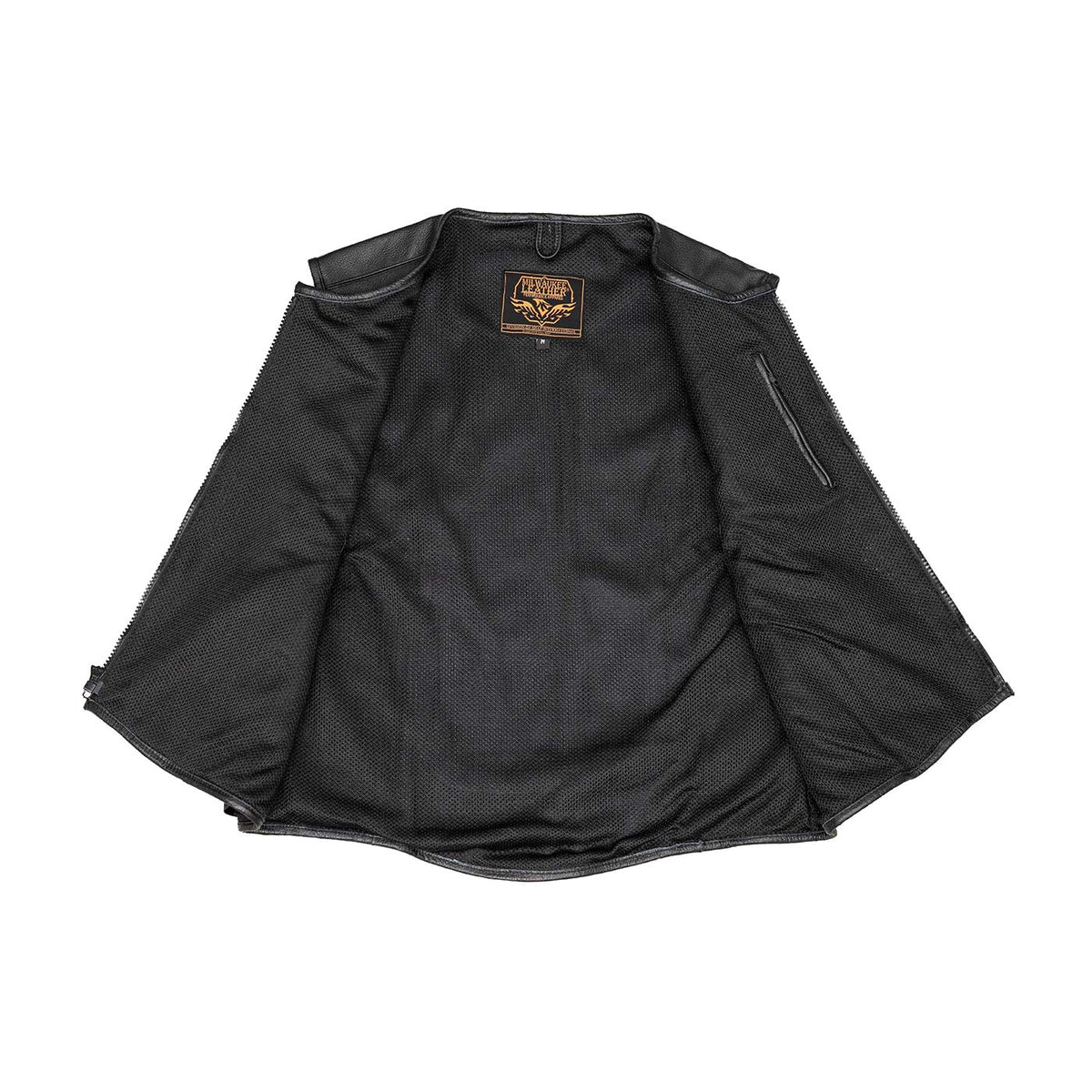 Milwaukee Leather LKM3786 Men's Swat Style Black Leather Motorcycle Riders Vest w/ Adjustable Side Velcro — image 6
