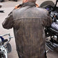 Men's Distressed Brown Lightweight Leather Snap Front Shirt