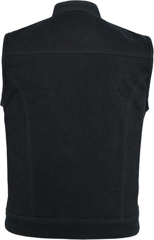 Men's Concealed Snap Denim Club Vest w/ Hidden Zipper