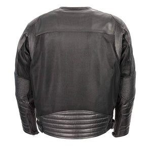 Men's Leather & Mesh Racer Jacket w/ Removable Rain Jacket Liner