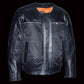 Men's Leather & Mesh Racer Jacket w/ Removable Rain Jacket Liner