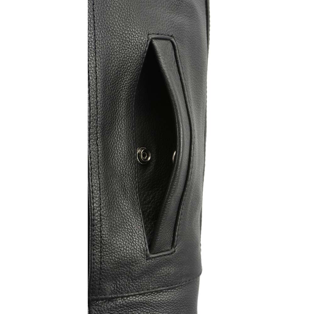 Men’s Premium Cowhide Leather Club Style Motorcycle Biker Riding Vest BZ6410 — image 8