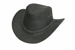 HL80120 MEN AUSTRALIAN STYLE HAT HL80120 M/O BUFFALO LEATHER - HighwayLeather