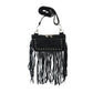 Fringe Rider Combo: Leather Motorcycle Vest + Studded Fringe Bag