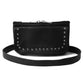 Biker Women’s Eyelet Lace-Up Vest with Matching Studded Black Crossbody Bag