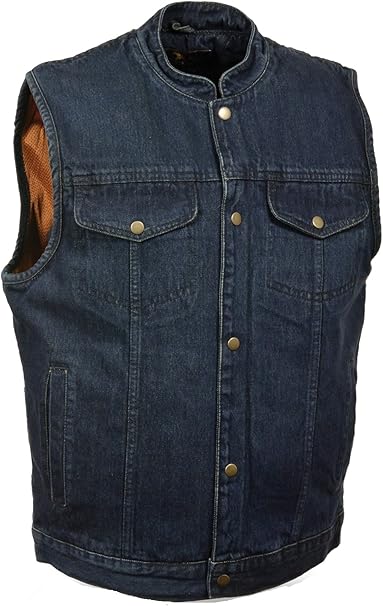 Men's Snap Front Denim Club Vest w/ Gun Pocket