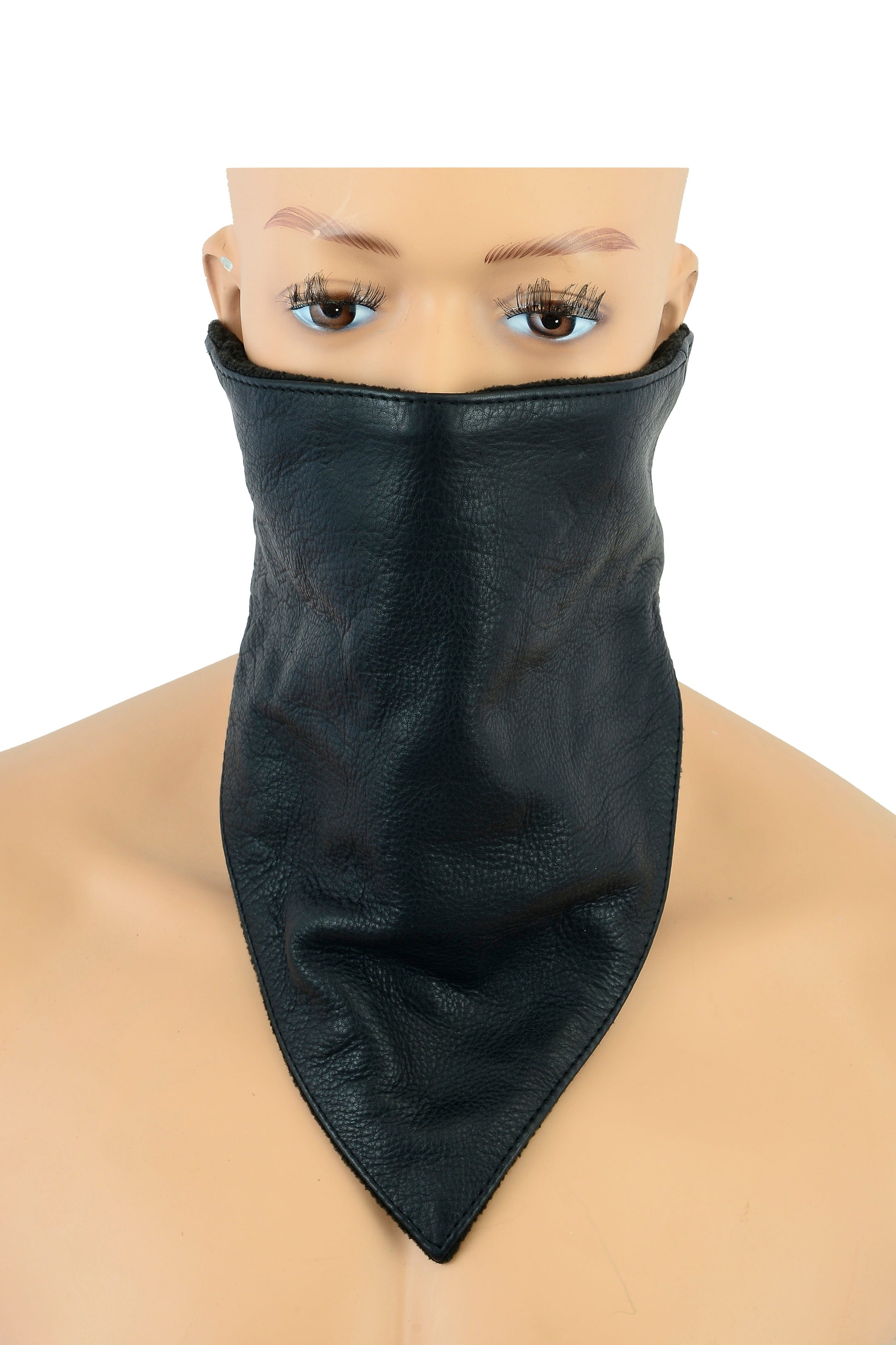 HIGHWAY LEATHER Facemask Motorcycle Leather Half Face Mask 100% Natural Buffalo Leather Bandana Face Mask - Protection from UV, Cold, Dust, Wind - HighwayLeather