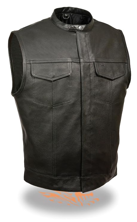Men's Snap Collar Concealed Snap Club Vest