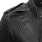 FIL104CHMZ-The Biker Ladies Stand Up Collar & Quilted Leather Jacket