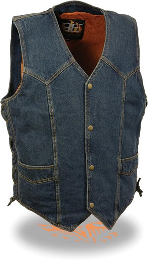 Women's 6 Pocket Side Lace Denim Vest w/ Gun Pockets