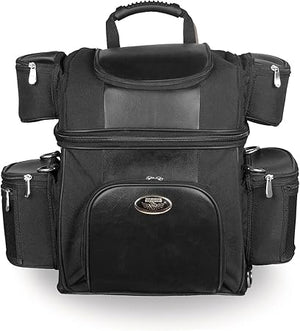 Double Barrel Sissy Bar Rack Bag w/ 5 Bonus Pockets (12X14X10)