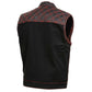 Milwaukee Leather MDM3036 Men’s Wrecker Club Vest – Black Denim & Leather, Diamond Quilt, Red Stitch — image 8