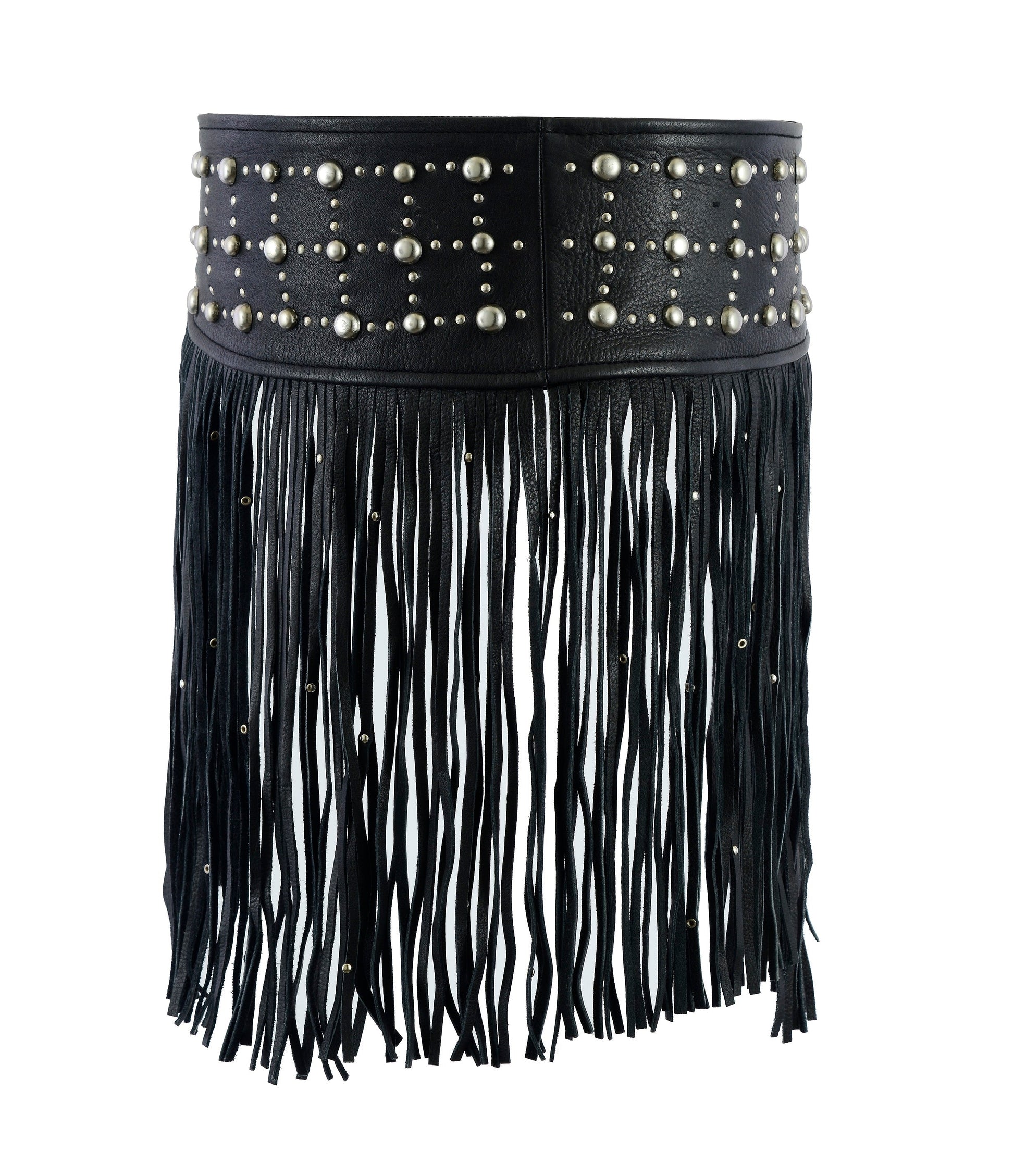 LEATHER TASSEL STUD HIP BELT FOR WOMEN - HighwayLeather