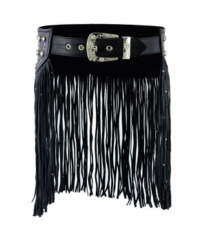 LEATHER TASSEL STUD HIP BELT FOR WOMEN - HighwayLeather