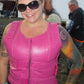 HL14945HOT PINK Women hot pink bullet proof style leather Vest women biker club