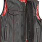 RED PAISLEY SOA Men's Leather Vest Anarchy Motorcycle Biker Club Concealed Carry Outlaws