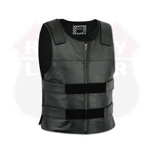 HL11643 Men Bullet Proof style Leather Motorcycle Vest-bikers Club Tactical Vest