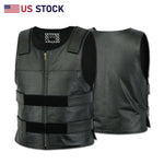 Men Bullet Proof style Leather Motorcycle Vest for bikers Club Tactical Vest - HighwayLeather