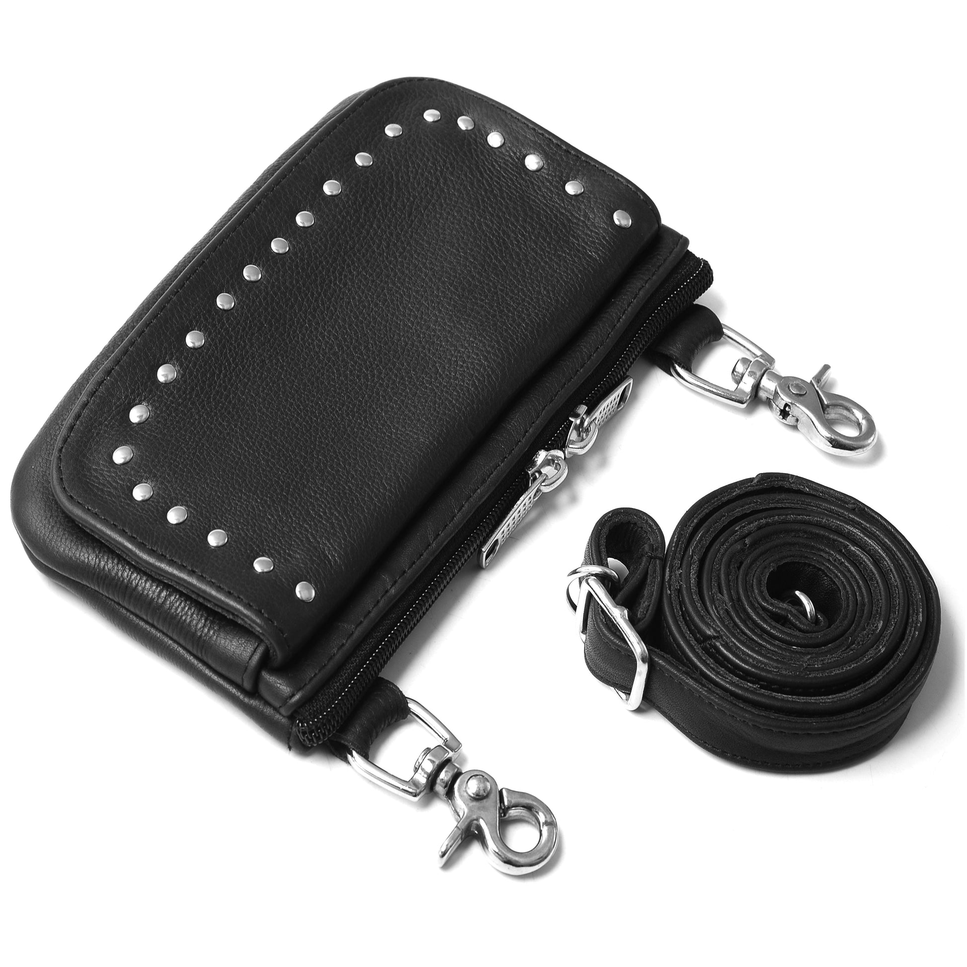 Studded Black HL80151STUD STUD Women studded hip bag - HighwayLeather