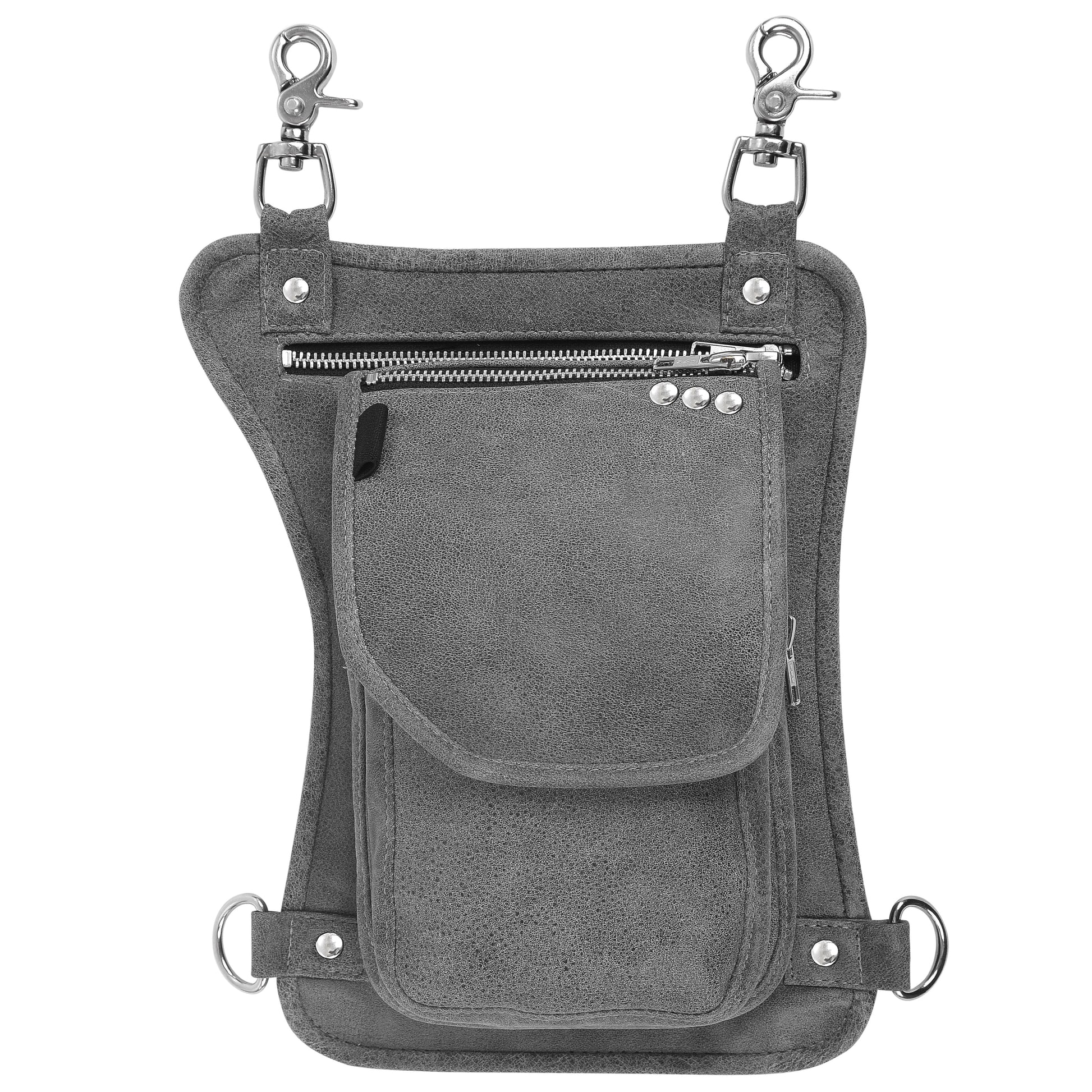 HL80191Gray Thigh Bag made of Leather used as a drop leg bag - HighwayLeather