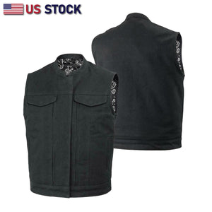 Highland V2 - Men's Motorcycle Canvas Vest Conceal Carry Pockets, FIM692CNVS - HighwayLeather