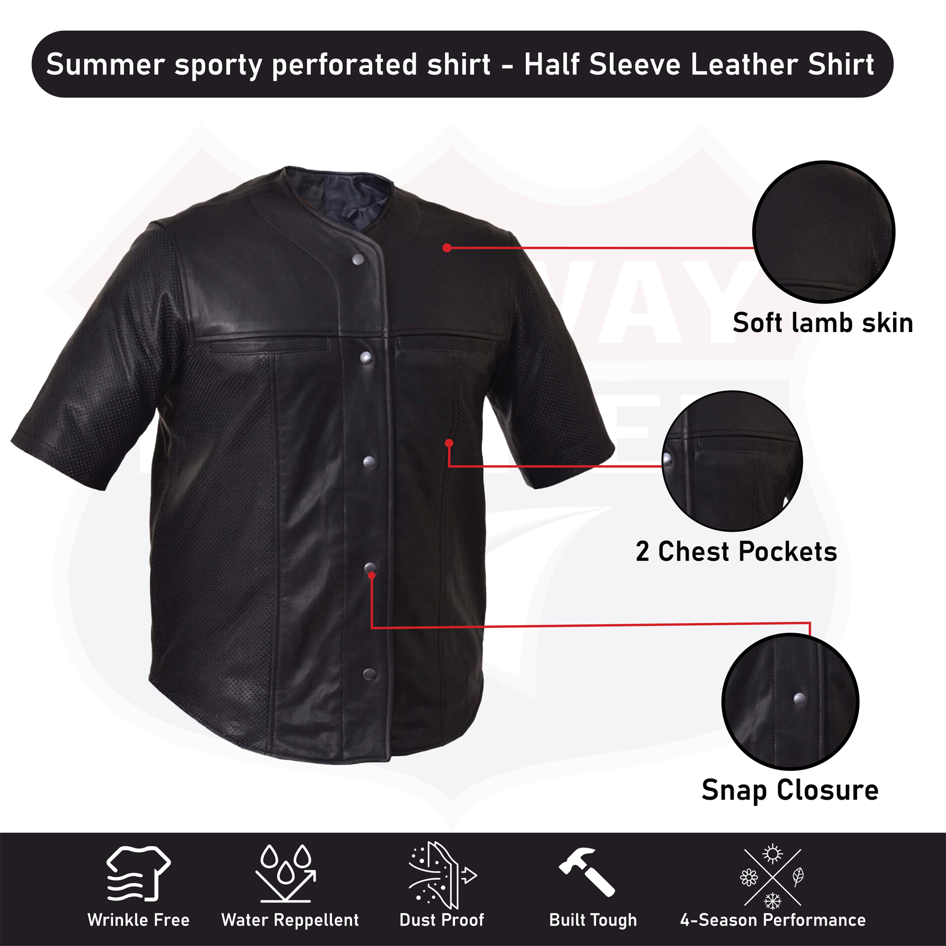 Summer sporty perforated shirt - Half Sleeve - HighwayLeather