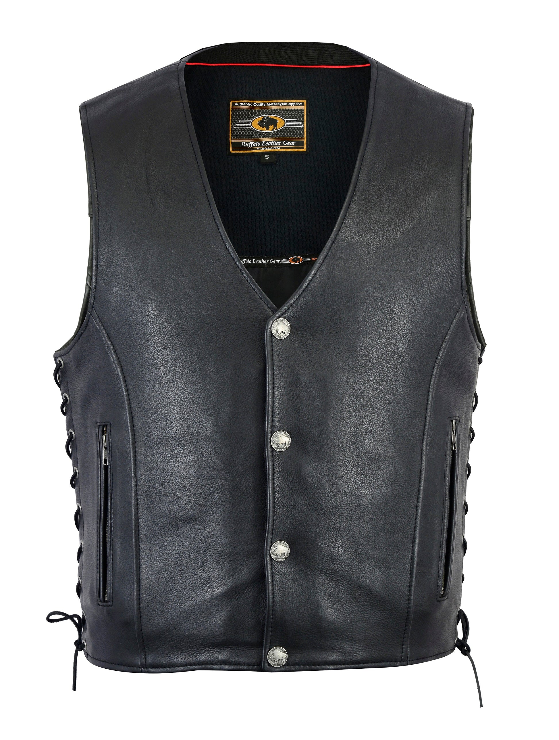 Straight bottom Gun pocket leather vest - HighwayLeather