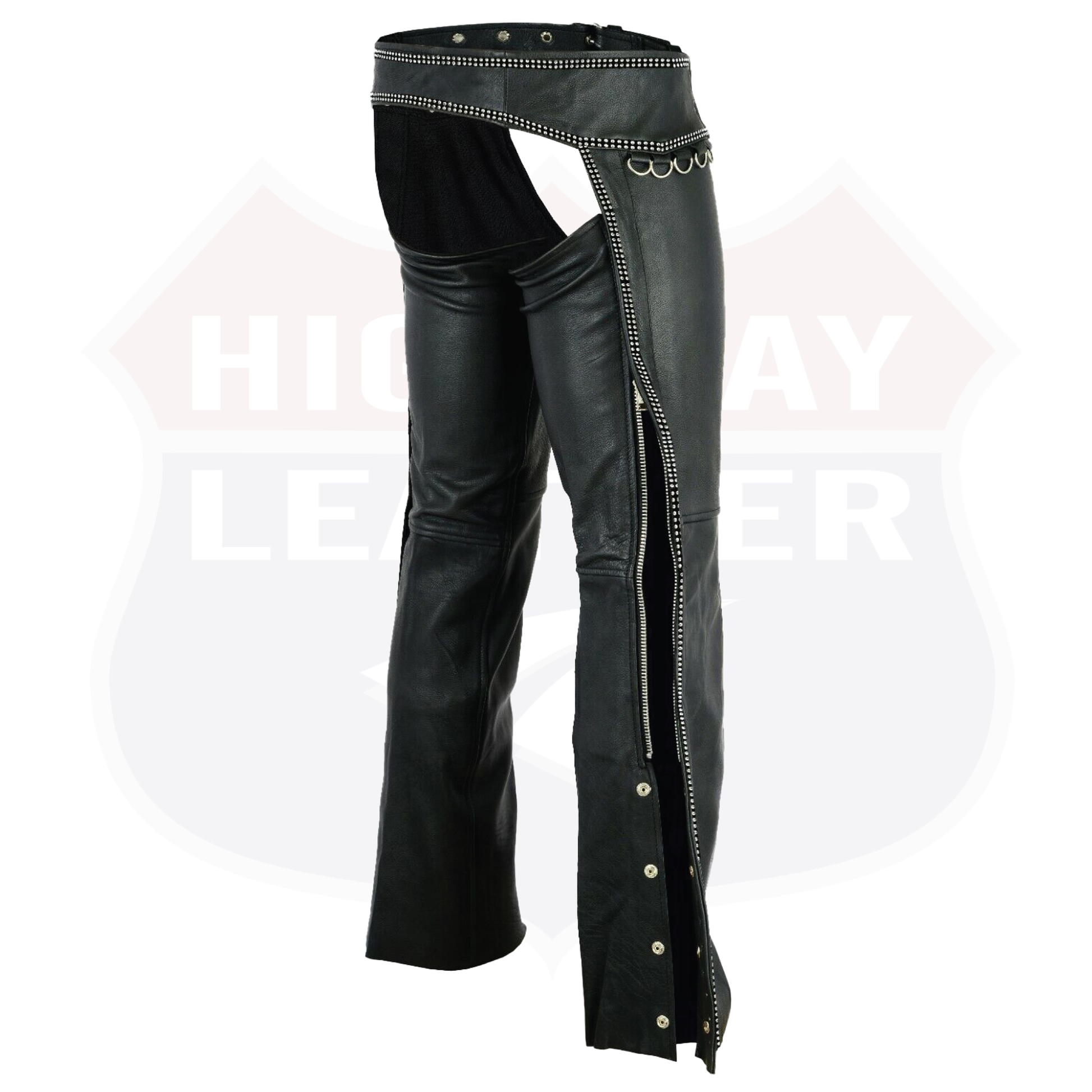 Hip Hugger Leather Chaps Bling Detailing Women Style - HighwayLeather