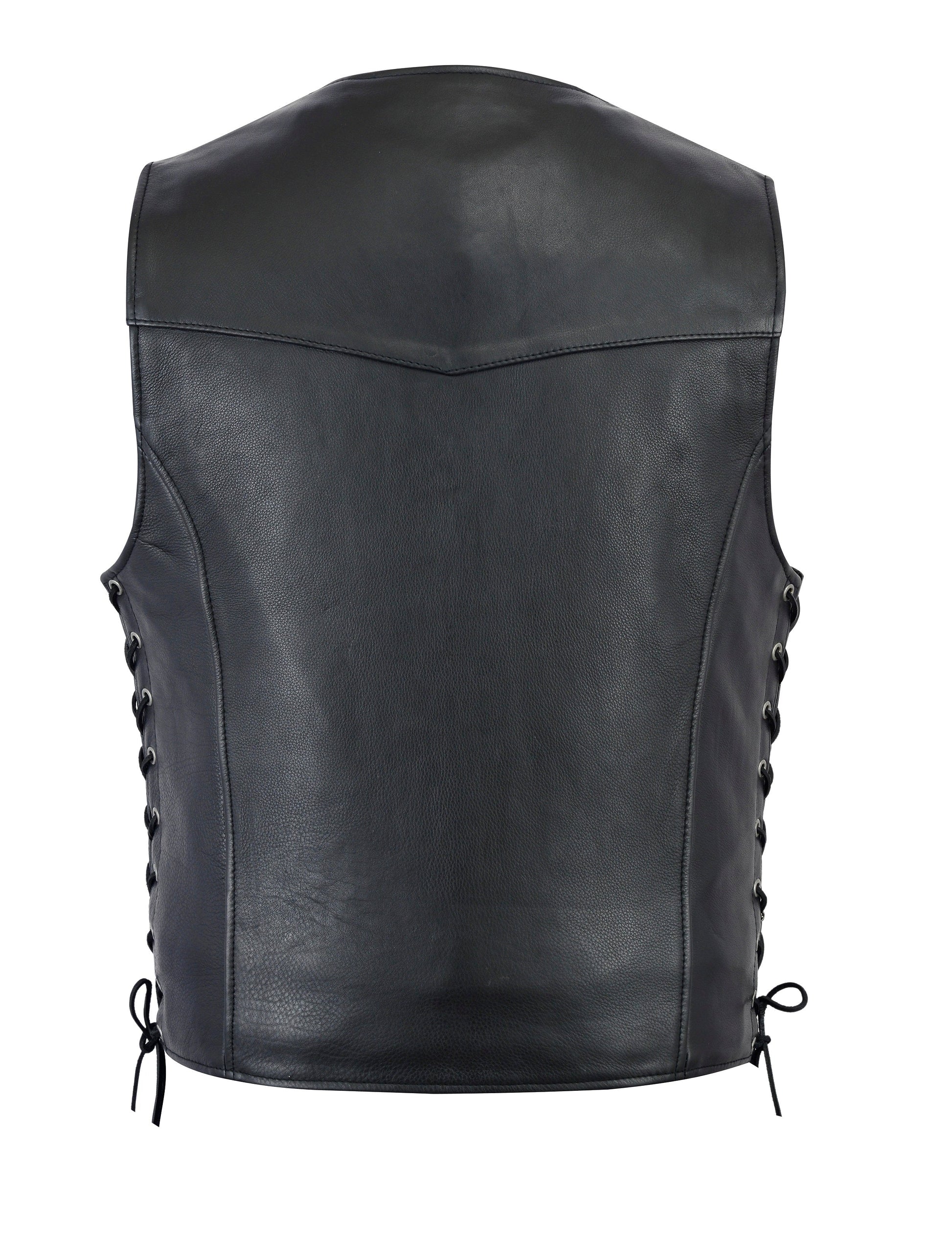 Straight bottom Gun pocket leather vest - HighwayLeather