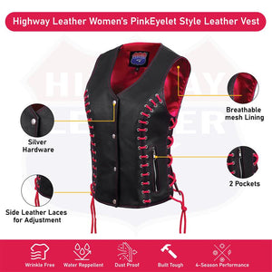 HL14859EYELET WOMEN SIDE LACE VEST  M/O BUFFALO LEATHER