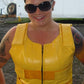 Women Yellow bullet proof style leather vest- for biker club