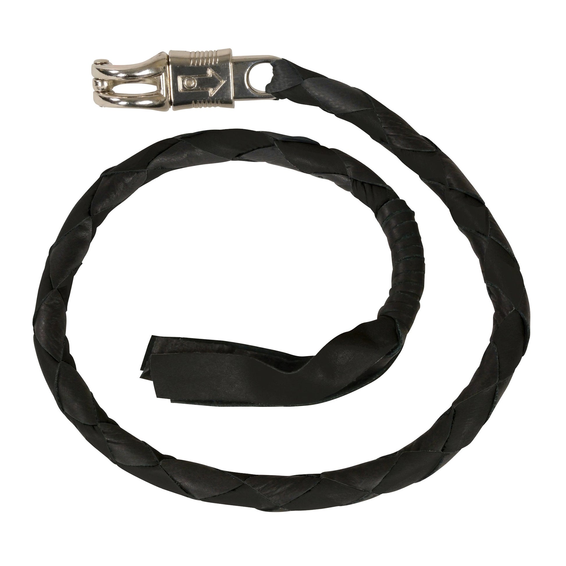 Black HL7900Black 36'' GENUINE LEATHER WHIP - GET BACK WHIP FOR HANDLEBAR - BIKER WHIP - HighwayLeather