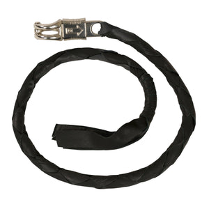 Black HL7900Black 36'' GENUINE LEATHER WHIP - GET BACK WHIP FOR HANDLEBAR - BIKER WHIP - HighwayLeather