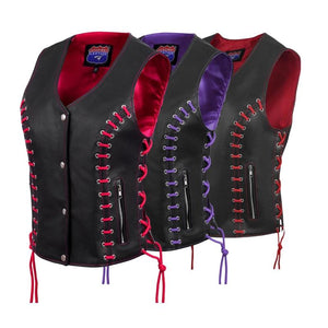 HL14859EYELET WOMEN SIDE LACE VEST  M/O BUFFALO LEATHER