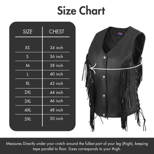 HL14858FRINGE WOMEN SIDE LACE VEST M/O BUFFALO LEATHER BLACK