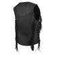 HL14858FRINGE WOMEN SIDE LACE VEST M/O BUFFALO LEATHER BLACK