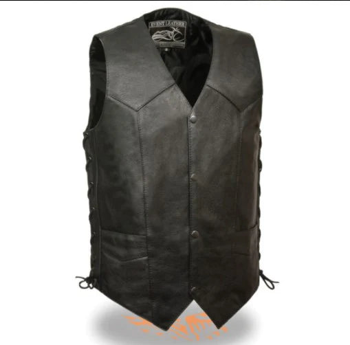 Men's Classic Side Lace Biker Vest - Tall