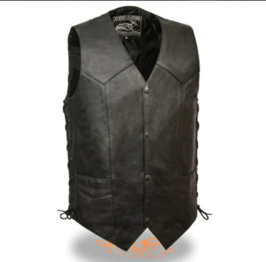 Men's Classic Snap Front Biker Vest -Tall