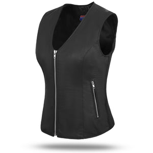 HL14854LMB WOMEN SIDE STRETCH VEST M/O LAMB LEATHER BLACK