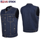 HL21687 BLUE MEN DENIM VEST CONTRAST THREAD M/O 100% COTTON