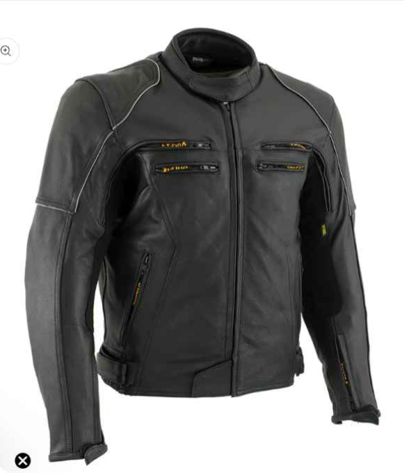 VULCAN VNE98431 MEN'S 'ACE' BLACK ADVANCED LEATHER PROTECTIVE MOTORCYCLE JACKET WITH CE ARMOR