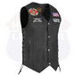 HL3540MARINE Black Men's Genuine Leather 10 Pockets Motorcycle Biker Vest ANARCHY Black SOA