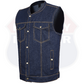 HL21687 Blue Men Denim Vest Contrast Thread M/O 100% Cotton
