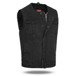 No Collar HL21639DM Black Club Style SOA Denim Men Vest