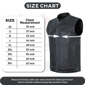 HL11689RB-BROWN RUB BUFF BROWN  Club Leather Motorcycle Vest Men