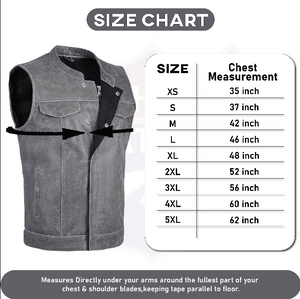 HL11689 Grey SOA Men's Leather Vest Anarchy Motorcycle Biker Club Concealed Carry Outlaws