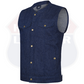 HL21688BLUE Men SOA Denim Blue Vest Club Cut Outlaw Anarchist Mc Biker Vest