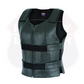 HL14945Black Women BLACK Bullet Proof style Leather Motorcycle Vest bikers Club Tactical Vest Ammo